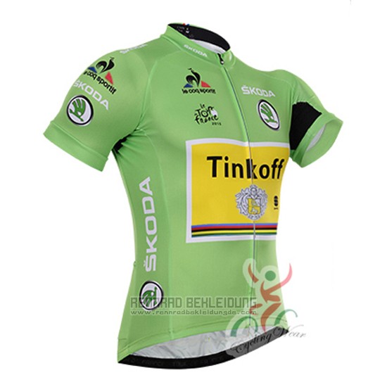 2016 Fahrradbekleidung Tinkoff Lider Grun und Shwarz Trikot Kurzarm und Tragerhose