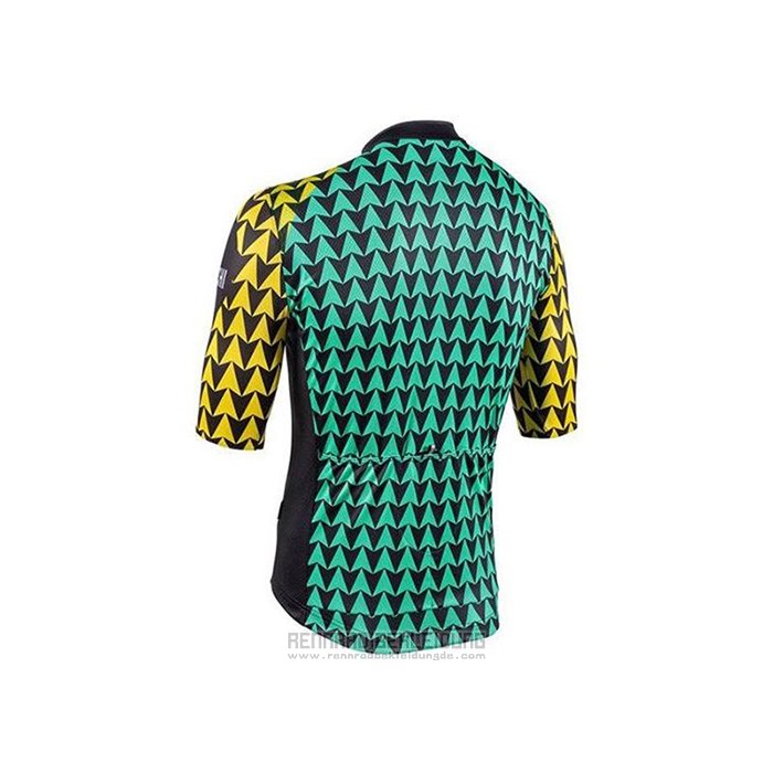 2020 Fahrradbekleidung Bianchi Shwarz Blau Gelb Trikot Kurzarm und Tragerhose