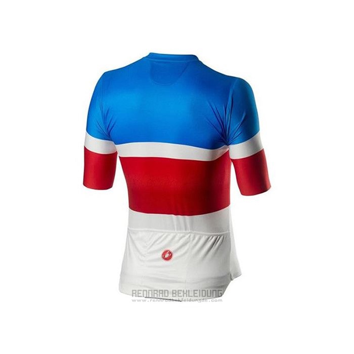 2020 Fahrradbekleidung Castelli Blau Rot Wei Trikot Kurzarm und Tragerhose