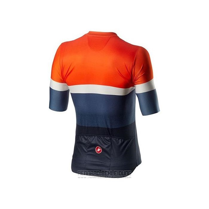 2020 Fahrradbekleidung Castelli Orange Wei Blau Trikot Kurzarm und Tragerhose