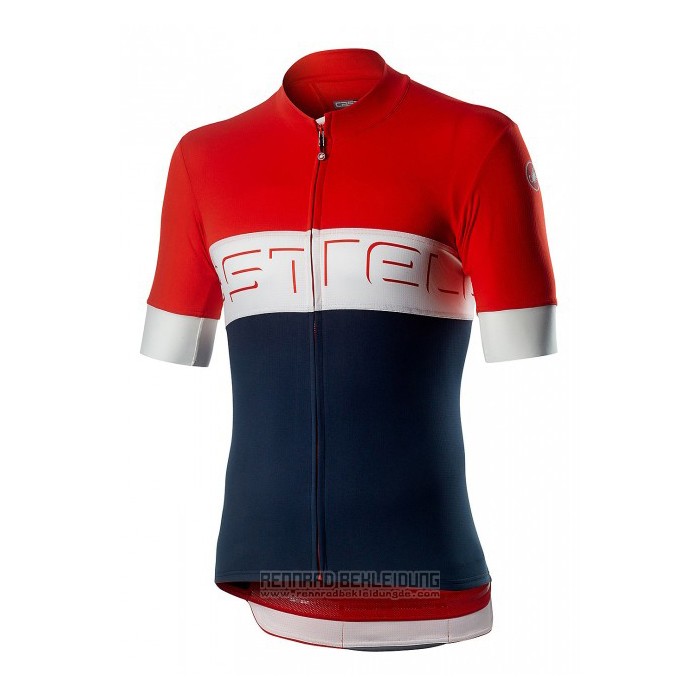 2020 Fahrradbekleidung Castelli Rot Blau Trikot Kurzarm und Tragerhose