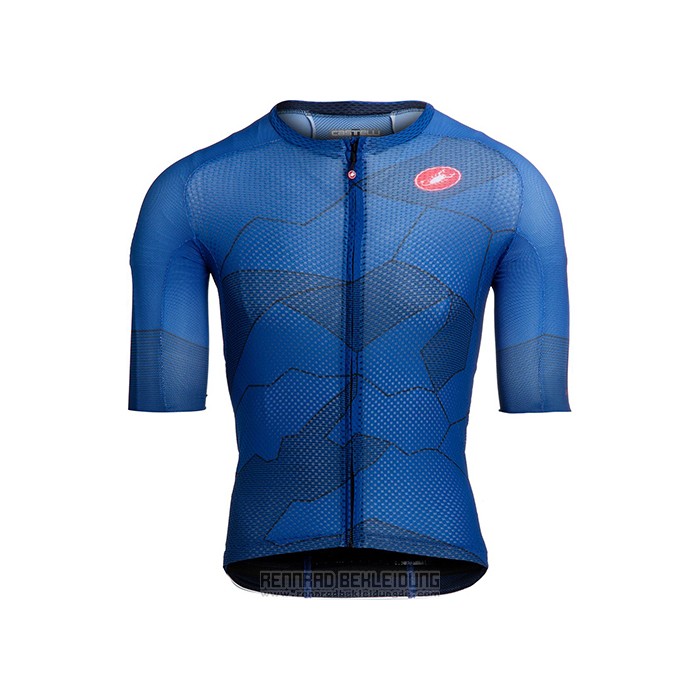 2021 Fahrradbekleidung Castelli Blau Trikot Kurzarm und Tragerhose