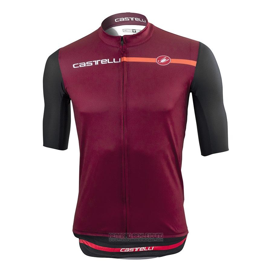 2021 Fahrradbekleidung Castelli Dunkel Rot Trikot Kurzarm und Tragerhose