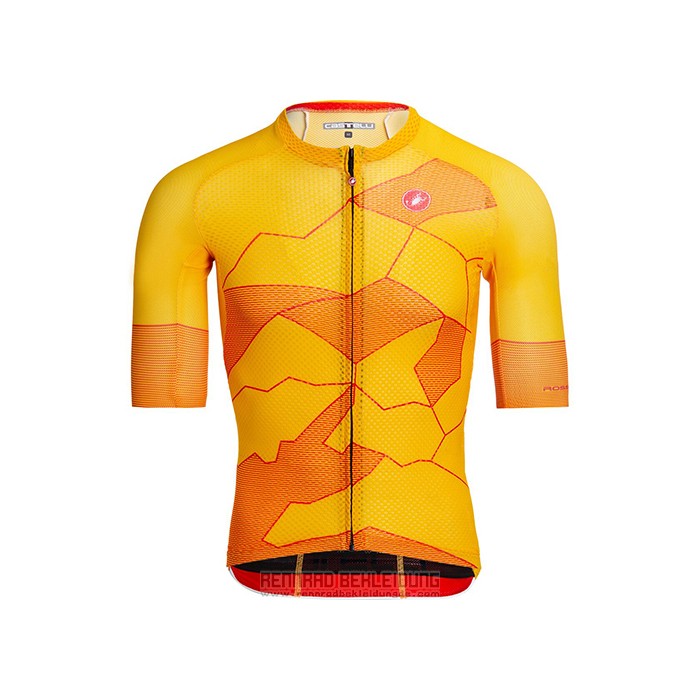 2021 Fahrradbekleidung Castelli Gelb Orange Trikot Kurzarm und Tragerhose