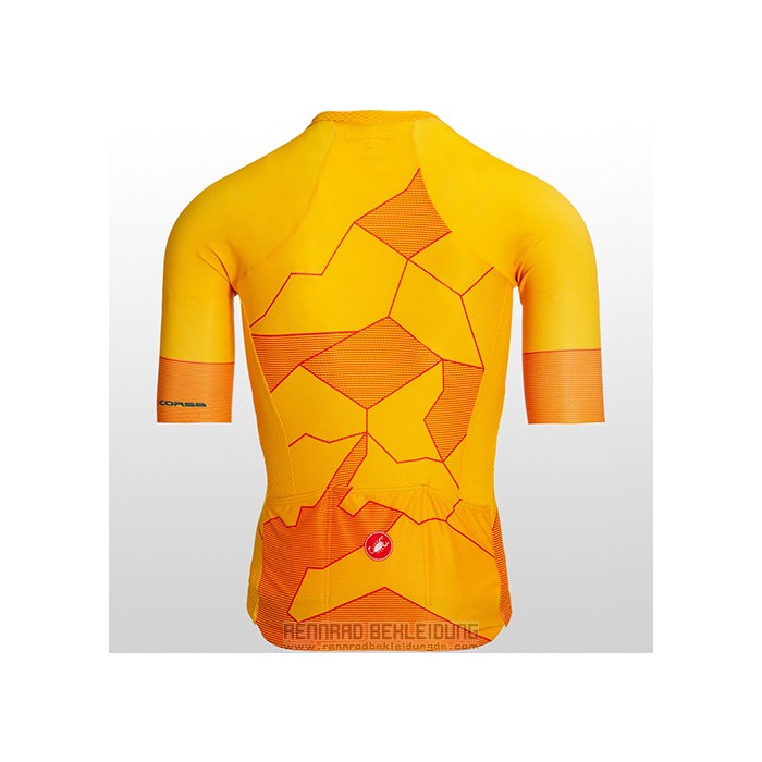 2021 Fahrradbekleidung Castelli Gelb Orange Trikot Kurzarm und Tragerhose
