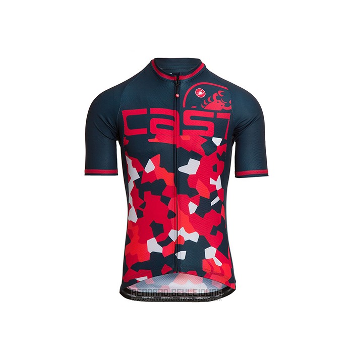2021 Fahrradbekleidung Castelli Rot Dunkel Blau Trikot Kurzarm und Tragerhose - zum Schließen ins Bild klicken