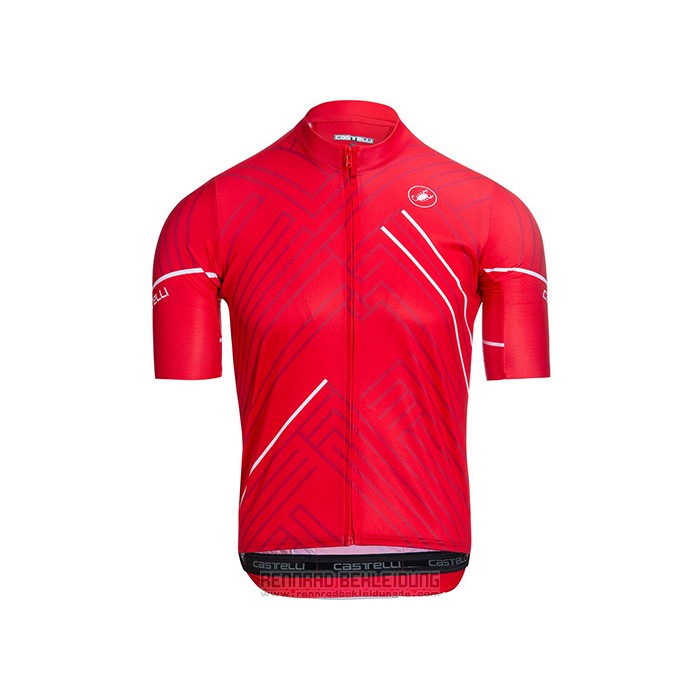 2021 Fahrradbekleidung Castelli Rot Wei Trikot Kurzarm und Tragerhose