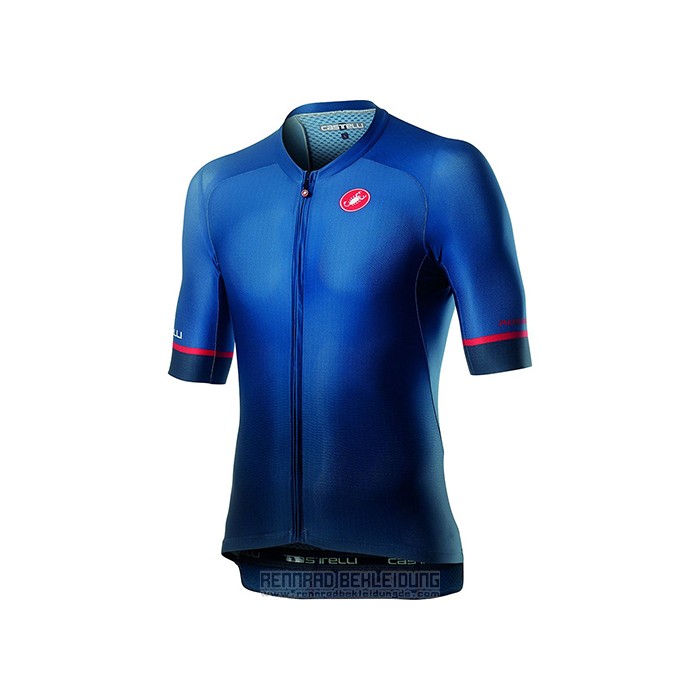 2021 Fahrradbekleidung Castelli Tief Shwarz Blau Trikot Kurzarm und Tragerhose