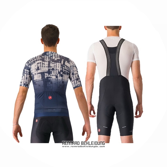 2024 Fahrradbekleidung Castelli Tief Blau Trikot Kurzarm Und Tragerhose