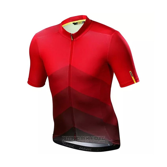 2021 Fahrradbekleidung Mavic Rot Shwarz Trikot Kurzarm und Tragerhose