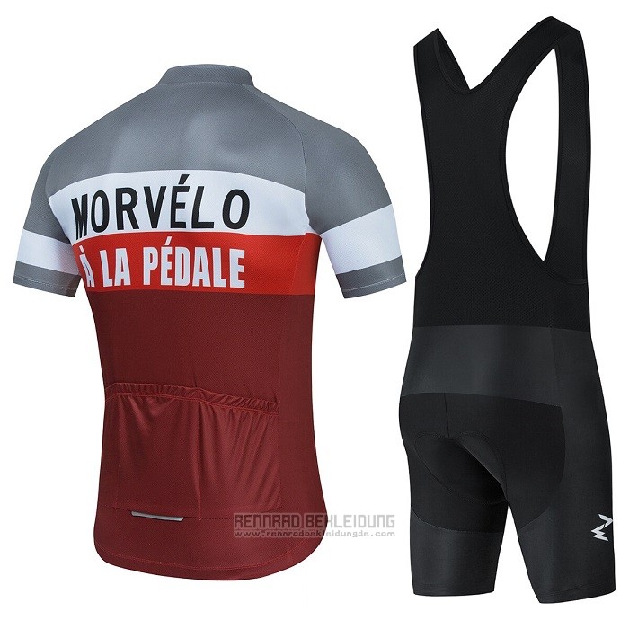 2021 Fahrradbekleidung Morvelo Rot Wei Grau Trikot Kurzarm und Tragerhose