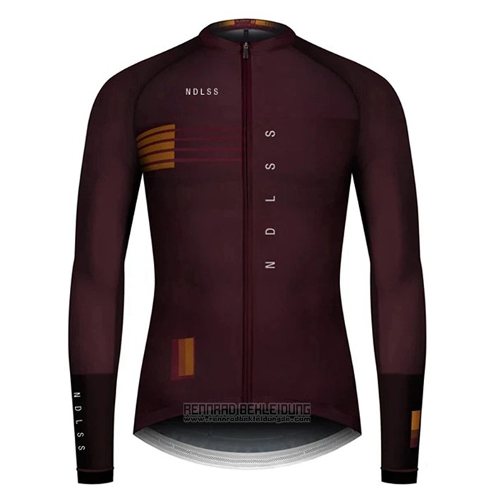 2020 Fahrradbekleidung NDLSS Braun Rot Trikot Langarm und Tragerhose