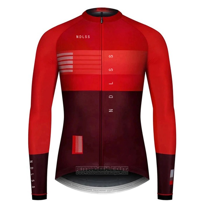 2020 Fahrradbekleidung NDLSS Dunkel Rot Trikot Langarm und Tragerhose - zum Schließen ins Bild klicken