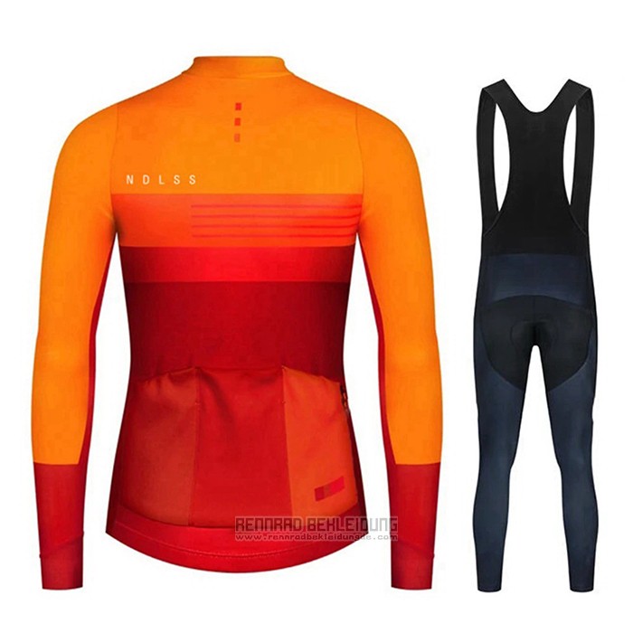 2020 Fahrradbekleidung NDLSS Gelb Orange Trikot Langarm und Tragerhose