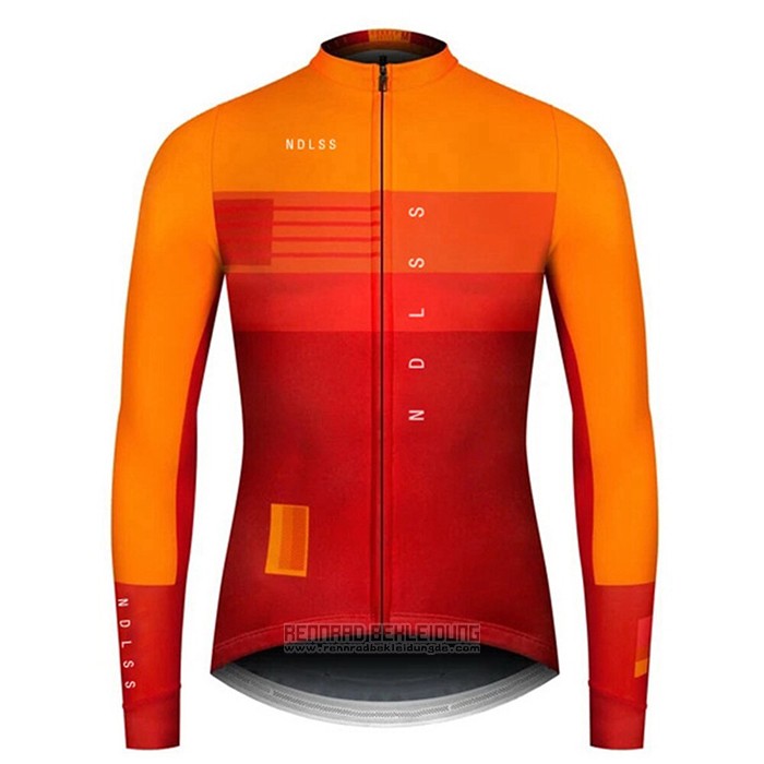 2020 Fahrradbekleidung NDLSS Gelb Orange Trikot Langarm und Tragerhose - zum Schließen ins Bild klicken