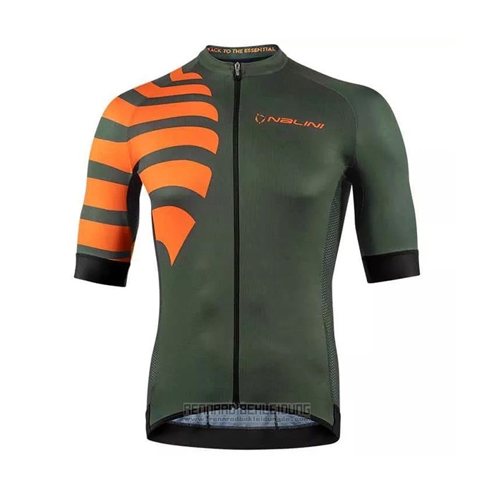 2021 Fahrradbekleidung Nalini Grun Orange Trikot Kurzarm und Tragerhose - zum Schließen ins Bild klicken
