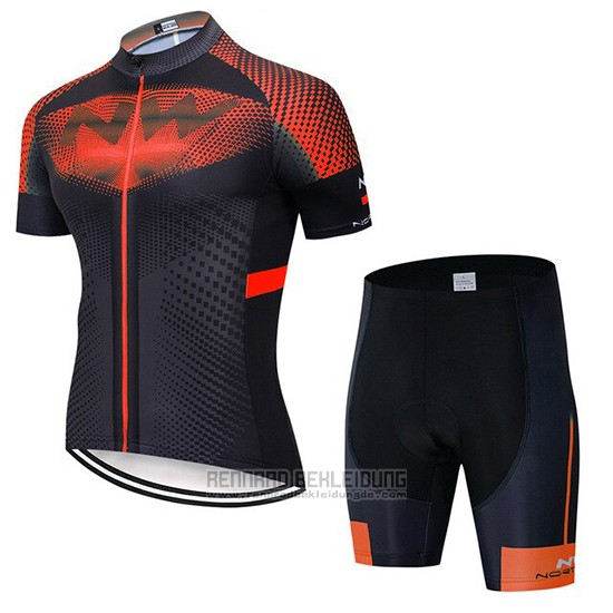 2020 Fahrradbekleidung Northwave Shwarz Orange Trikot Kurzarm und Tragerhose