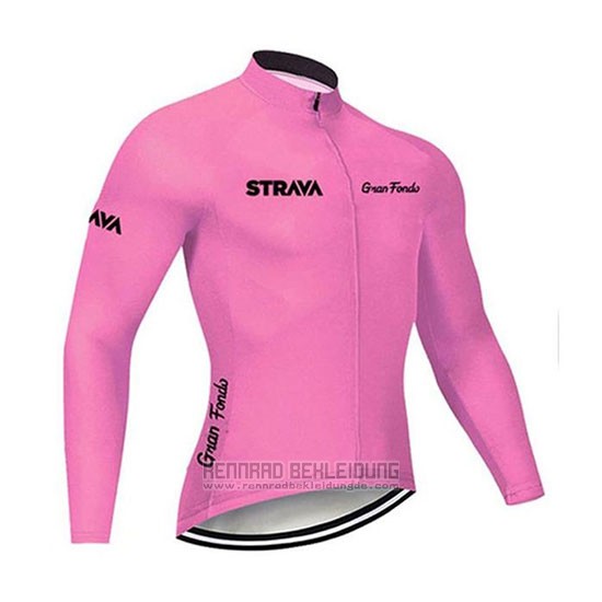 2020 Fahrradbekleidung STRAVA Rosa Trikot Langarm und Tragerhose - zum Schließen ins Bild klicken