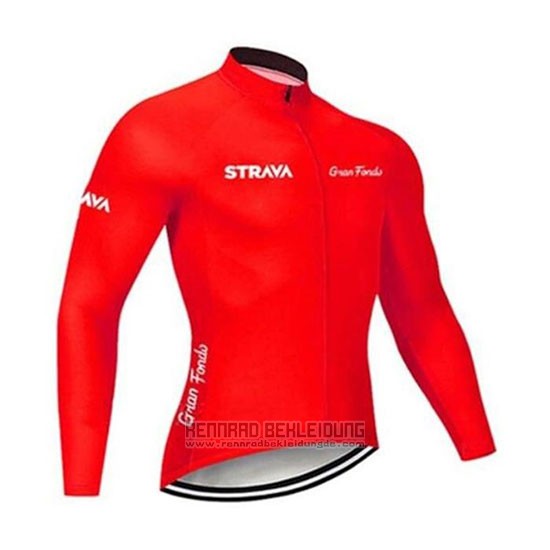 2020 Fahrradbekleidung STRAVA Rot Trikot Langarm und Tragerhose