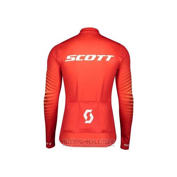 2020 Fahrradbekleidung Scott Rot Wei Trikot Langarm und Tragerhose - zum Schließen ins Bild klicken