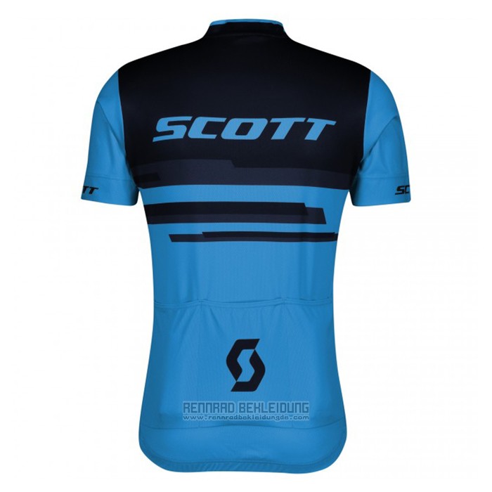 2021 Fahrradbekleidung Scott Blau Shwarz Trikot Kurzarm und Tragerhose