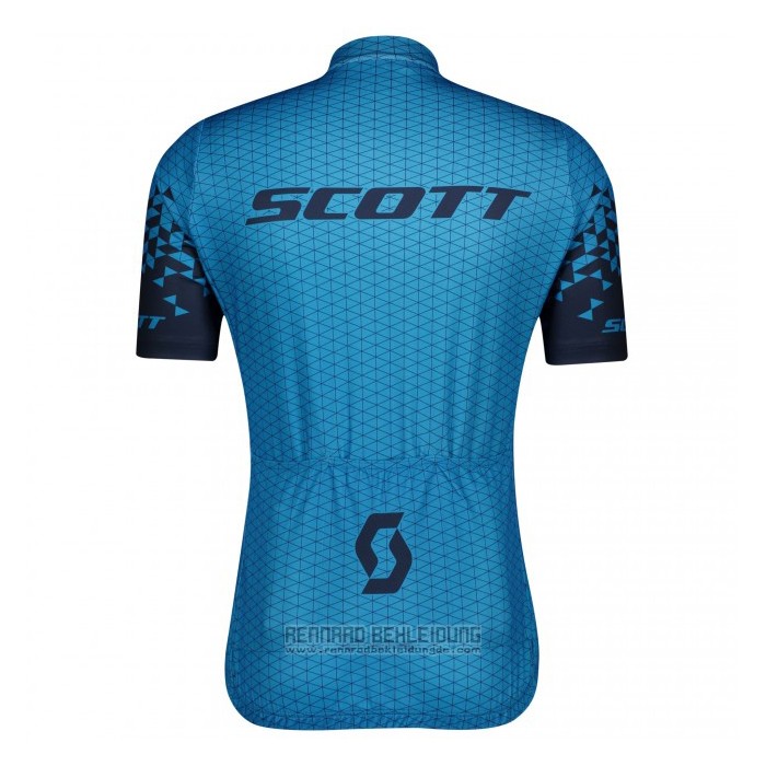 2021 Fahrradbekleidung Scott Blau Trikot Kurzarm und Tragerhose