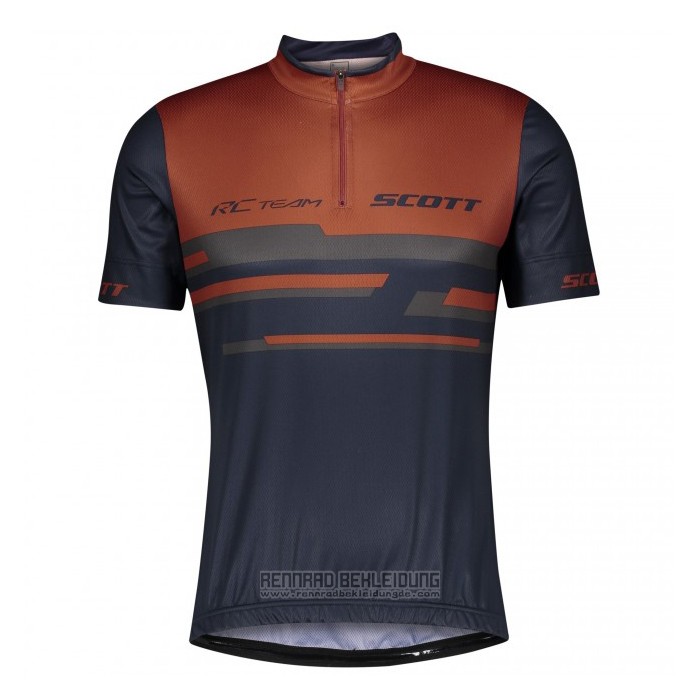 2021 Fahrradbekleidung Scott Dunkel Blau Orange Trikot Kurzarm und Tragerhose