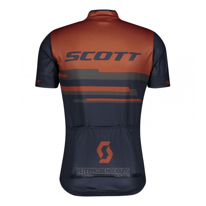 2021 Fahrradbekleidung Scott Dunkel Blau Orange Trikot Kurzarm und Tragerhose