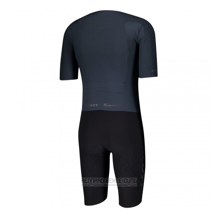 2021 Fahrradbekleidung Scott Dunkel Blau Trikot Kurzarm und Tragerhose