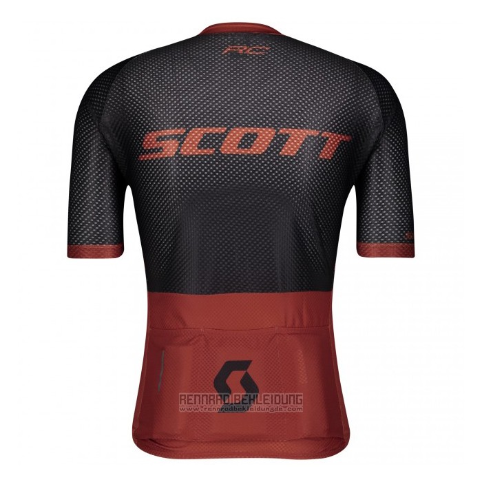 2021 Fahrradbekleidung Scott Dunkel Orange Trikot Kurzarm und Tragerhose