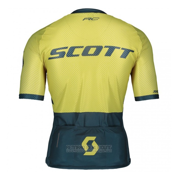 2021 Fahrradbekleidung Scott Gelb Dunkel Blau Trikot Kurzarm und Tragerhose - zum Schließen ins Bild klicken