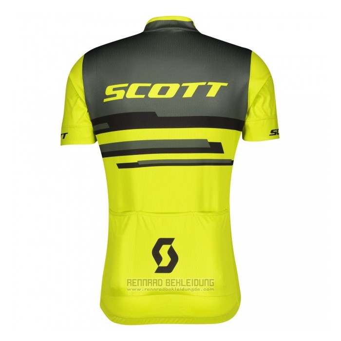 2021 Fahrradbekleidung Scott Grau Gelb Trikot Kurzarm und Tragerhose