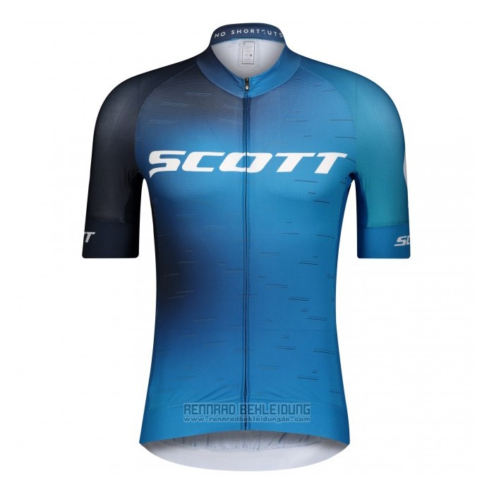 2021 Fahrradbekleidung Scott Shwarz Blau Trikot Kurzarm und Tragerhose