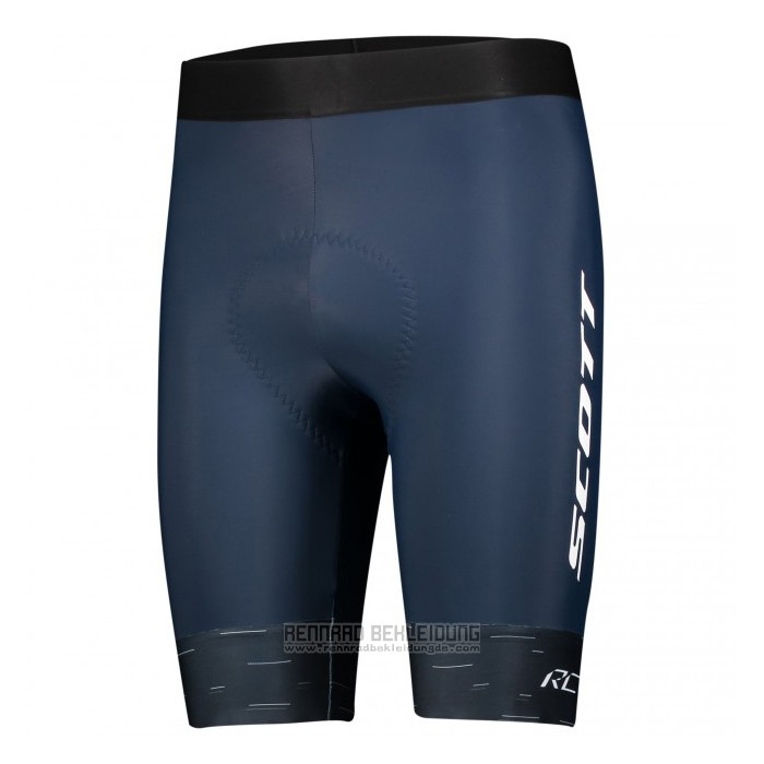 2021 Fahrradbekleidung Scott Shwarz Blau Trikot Kurzarm und Tragerhose