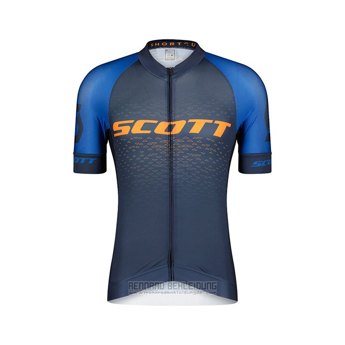 2022 Fahrradbekleidung Scott Blau Gelb Trikot Kurzarm und Tragerhose