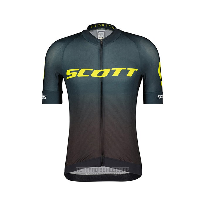 2022 Fahrradbekleidung Scott Grun Braun Trikot Kurzarm und Tragerhose