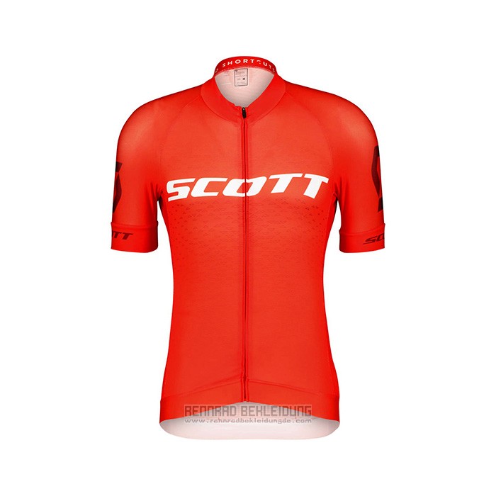 2022 Fahrradbekleidung Scott Rot Wei Trikot Kurzarm und Tragerhose