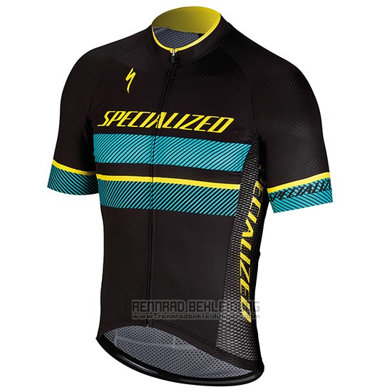 2018 Fahrradbekleidung Specialized Shwarz Blau Gelb Trikot Kurzarm und Tragerhose - zum Schließen ins Bild klicken