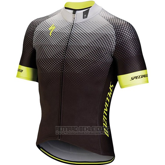 2018 Fahrradbekleidung Specialized Shwarz Grau Gelb Trikot Kurzarm und Tragerhose