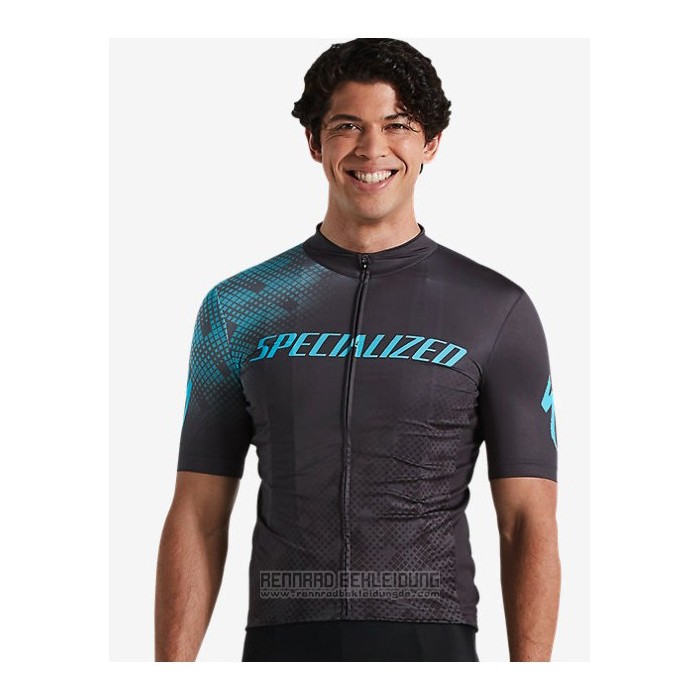 2021 Fahrradbekleidung Specialized Blau Shwarz Trikot Kurzarm und Tragerhose