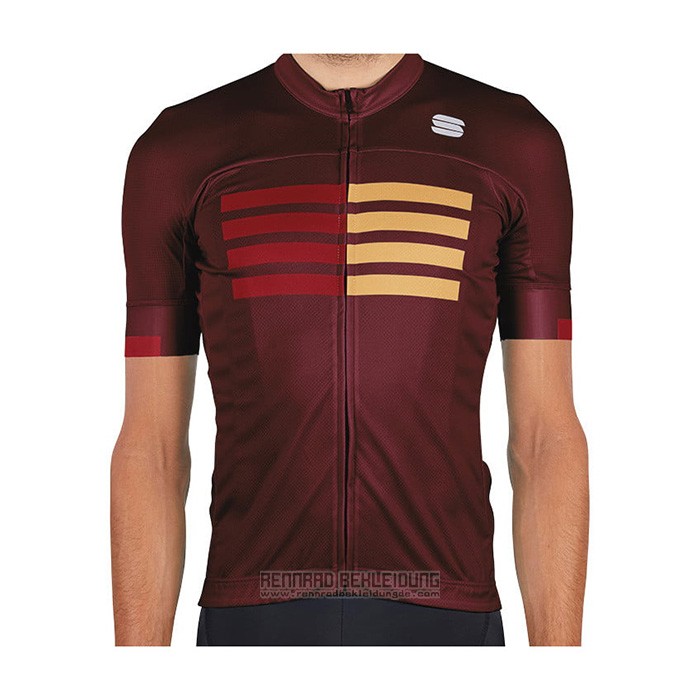 2021 Fahrradbekleidung Sportful Dunkel Rot Trikot Kurzarm und Tragerhose