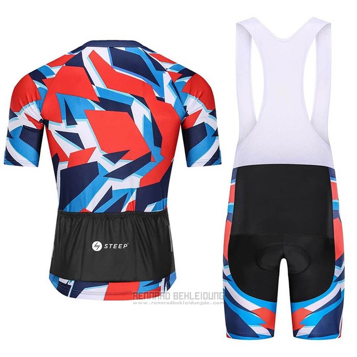 2021 Fahrradbekleidung Steep Rot Blau Trikot Kurzarm und Tragerhose - zum Schließen ins Bild klicken