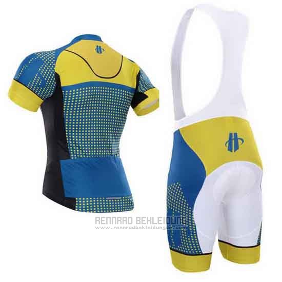 2015 Fahrradbekleidung Hincapie Blau und Gelb Trikot Kurzarm und Tragerhose