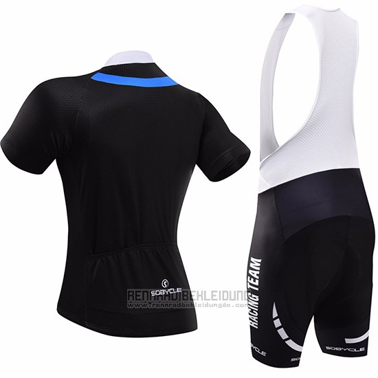 2017 Fahrradbekleidung Sobycle Shwarz und Blau Trikot Kurzarm und Tragerhose