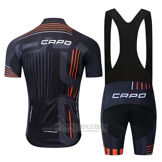 2018 Fahrradbekleidung Capo Shwarz Grau Orange Trikot Kurzarm und Tragerhose - zum Schließen ins Bild klicken