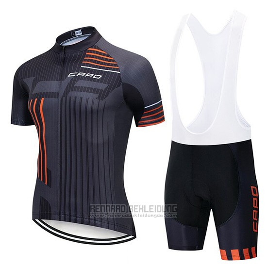 2018 Fahrradbekleidung Capo Shwarz Grau Orange Trikot Kurzarm und Tragerhose