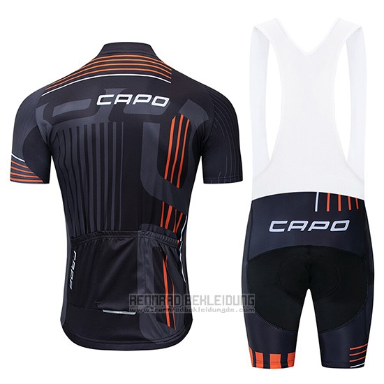 2018 Fahrradbekleidung Capo Shwarz Grau Orange Trikot Kurzarm und Tragerhose
