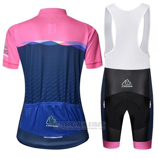 2019 Fahrradbekleidung Chomir Rosa Dunkel Blau Trikot Kurzarm und Tragerhose