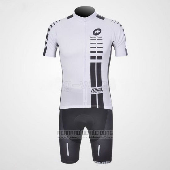 2011 Fahrradbekleidung Assos Wei und Shwarz Trikot Kurzarm und Tragerhose