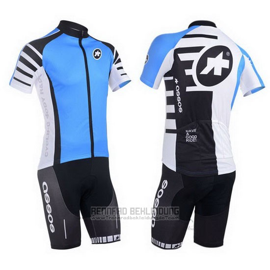 2013 Fahrradbekleidung Assos Azurblau und Shwarz Trikot Kurzarm und Tragerhose